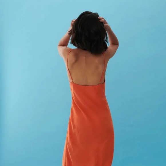 NEW RESERVED Ruched Midi Dress in Orange Size EU36 - Picture 6 of 10